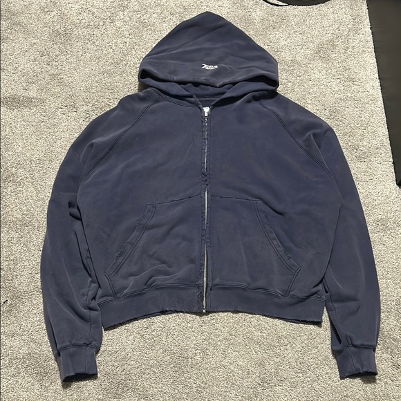 2020 Far From What Distressed Heavyweight Zip Up Hoodie - Picture 1 of 6